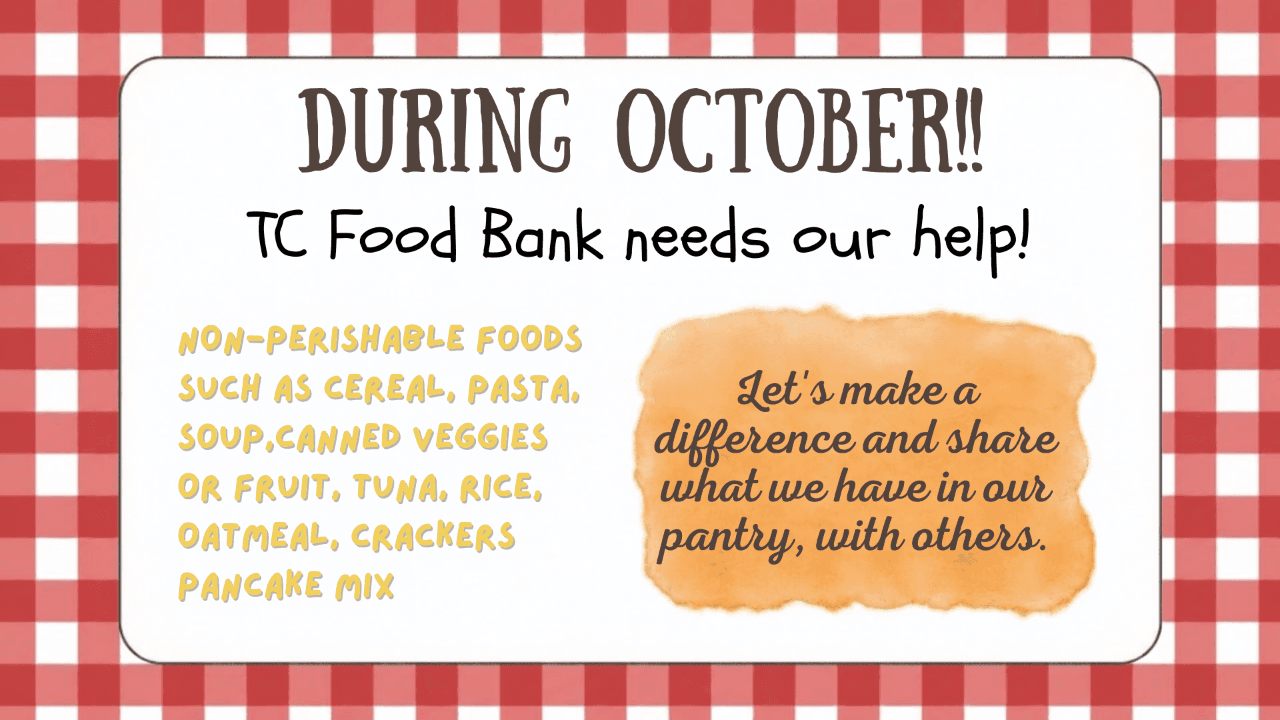 October is TC Food Bank Drive